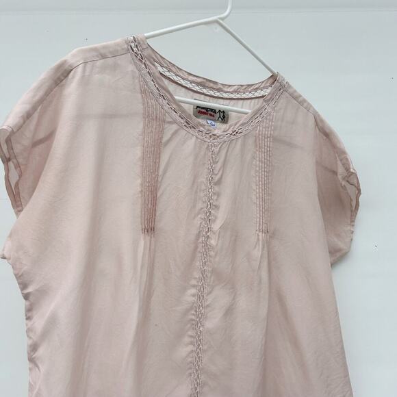 Johnny Was Pete & Greta Silk Embroidered Blush Pink Short Sleeve Blouse Shirt XS - Picture 4 of 8